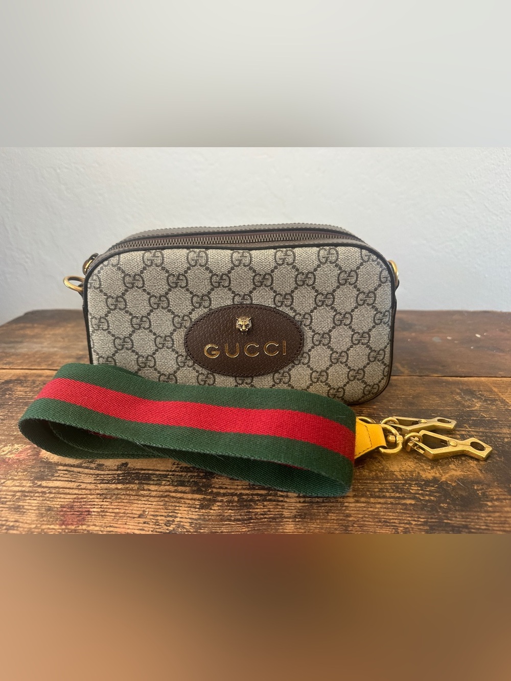 Gucci GG Supreme Crossbody with Signature Web Stripe